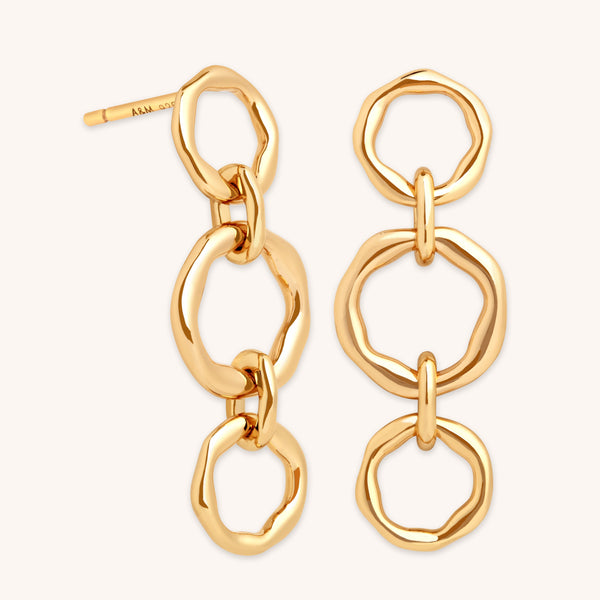astrid & miyu Molten Link Drop Studs in Gold