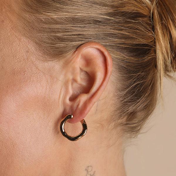 Astrid & Miyu Molten Orbit Large Hoops In Gold