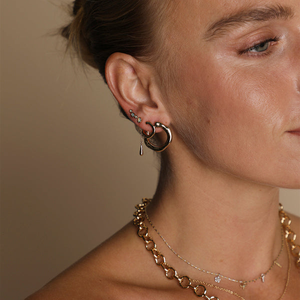 Astrid & Miyu Molten Orbit Large Hoops In Gold