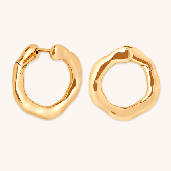 astrid & miyu Molten Orbit Large Hoops in Gold