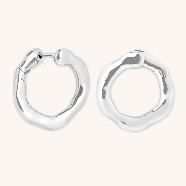 astrid & miyu Molten Orbit Large Hoops in Silver