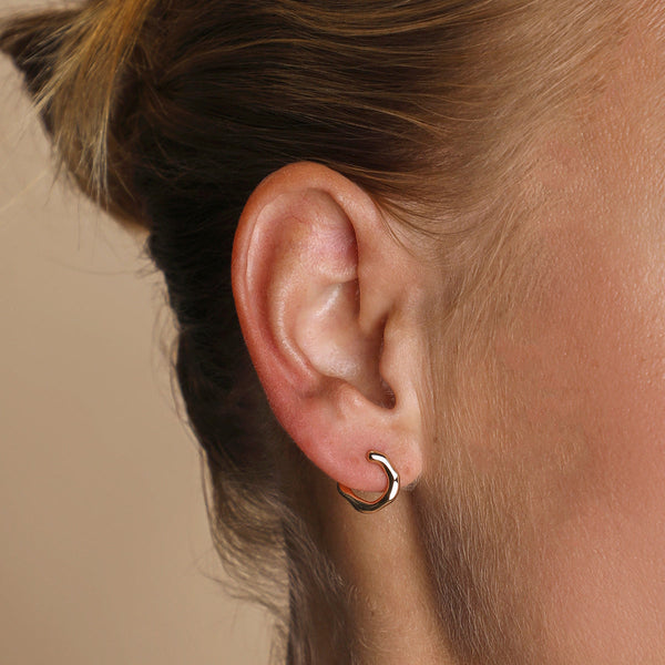 Astrid & Miyu Molten Orbit Small Hoops In Gold