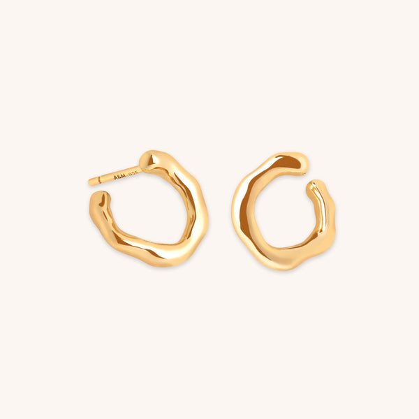astrid & miyu Molten Orbit Small Hoops in Gold