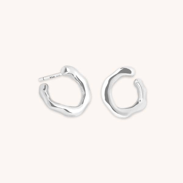 astrid & miyu Molten Orbit Small Hoops in Silver