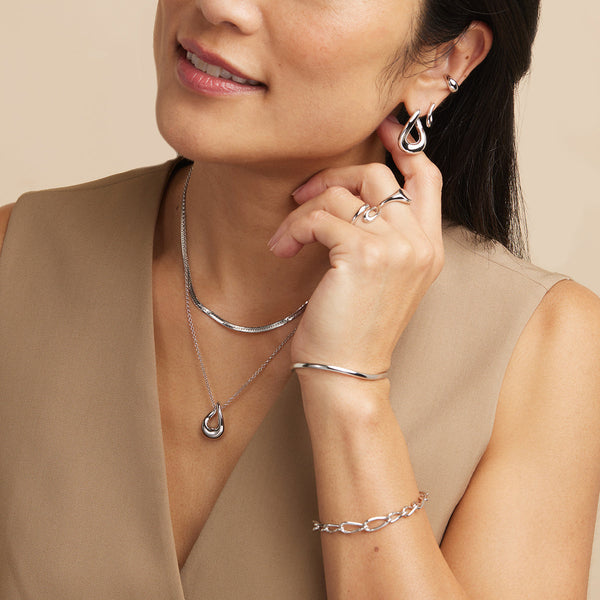 Astrid & Miyu Molten Pendant Necklace In Silver