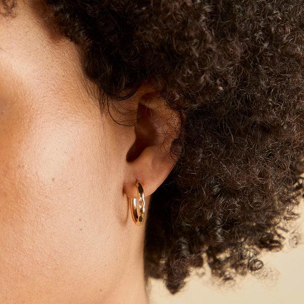 Astrid & Miyu Molten Textured Hoops In Gold