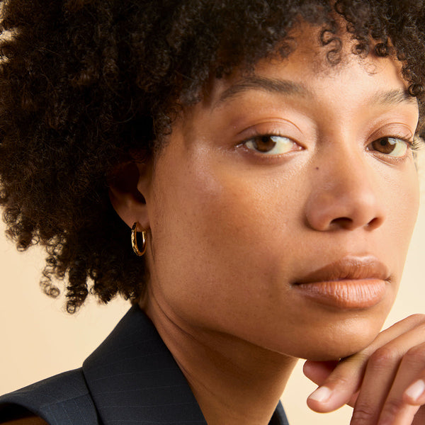 Astrid & Miyu Molten Textured Hoops In Gold