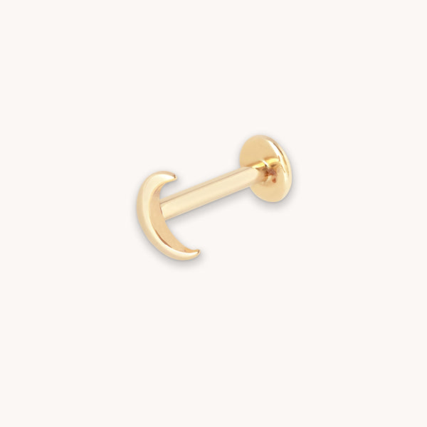 astrid & miyu Moon Piercing Stud in Solid Gold