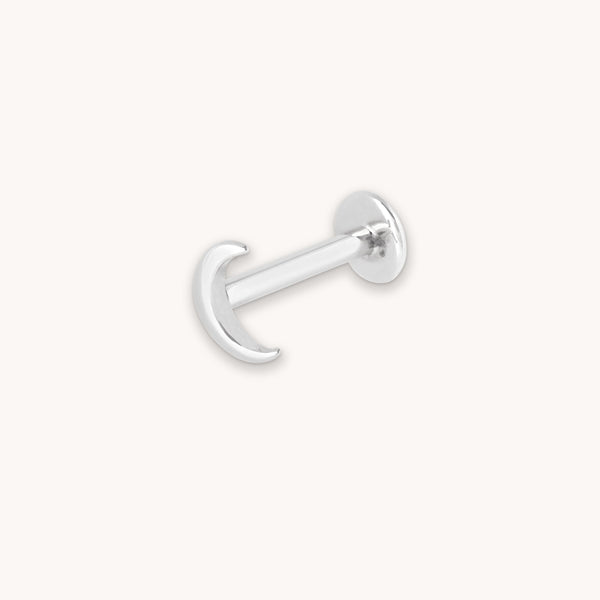 astrid & miyu Moon Piercing Stud in Solid White Gold