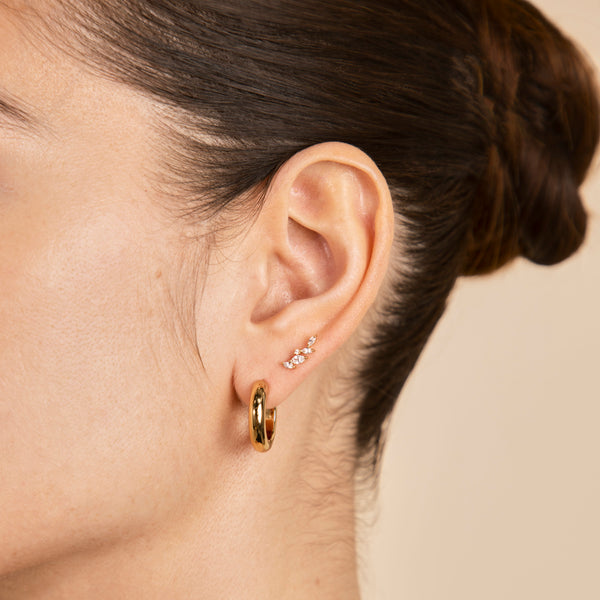 Astrid & Miyu Navette Crystal Climber Studs In Gold