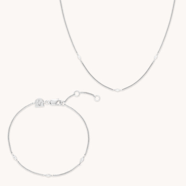 astrid & miyu Navette Crystal Gift Set in Silver