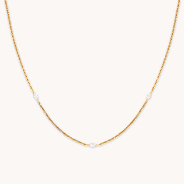 astrid & miyu Navette Crystal Necklace in Gold