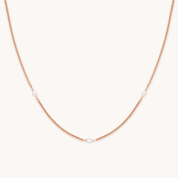 astrid & miyu Navette Crystal Necklace in Rose Gold