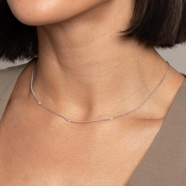 Astrid & Miyu Navette Crystal Necklace In Silver