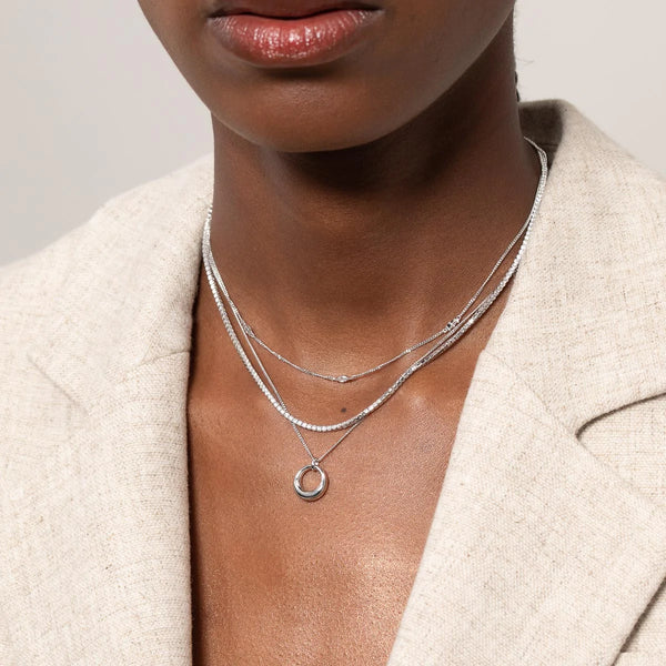 Astrid & Miyu Navette Crystal Necklace In Silver