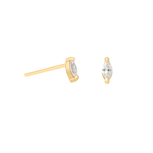 Astrid & Miyu Navette Gem Stud Earrings In Gold