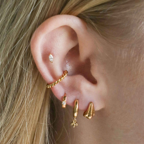 Astrid & Miyu Navette Gem Stud Earrings In Gold