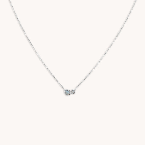 astrid & miyu Opal Bezel Pendant Necklace in Silver