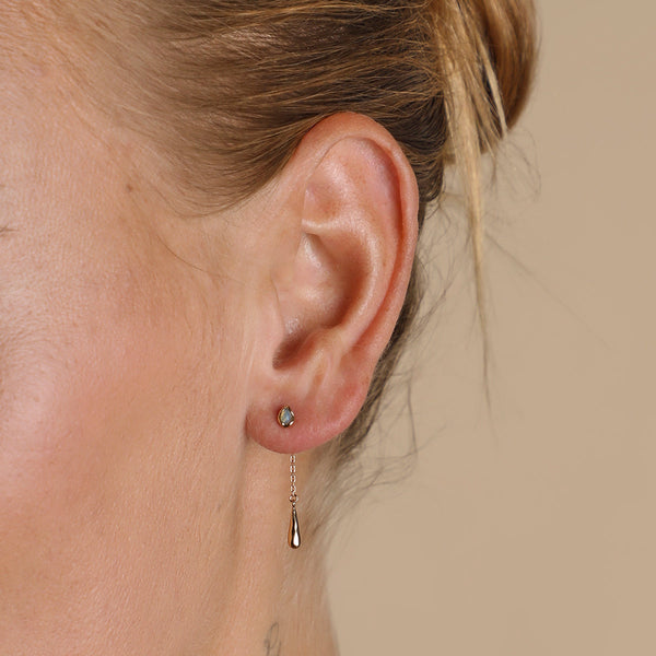 Astrid & Miyu Opal Charm Drop Studs In Gold
