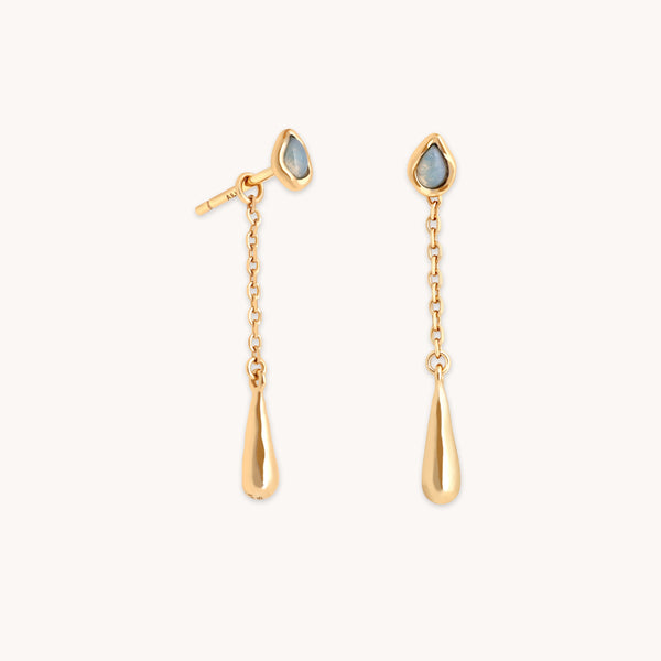 astrid & miyu Opal Charm Drop Studs in Gold
