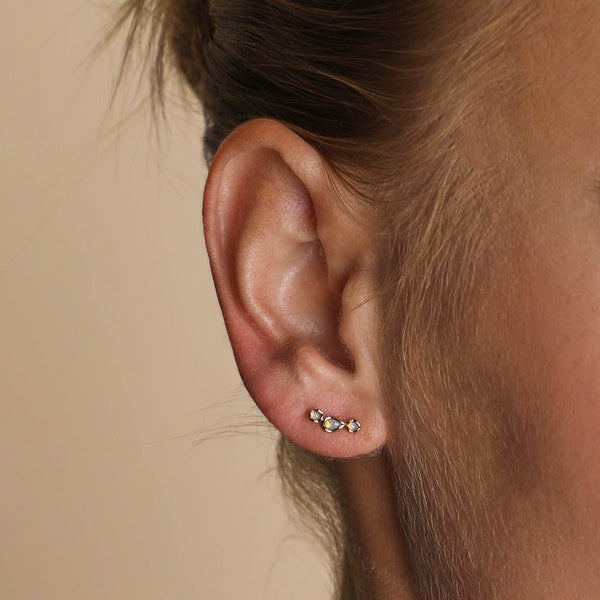 Astrid & Miyu Opal Climber Studs In Gold
