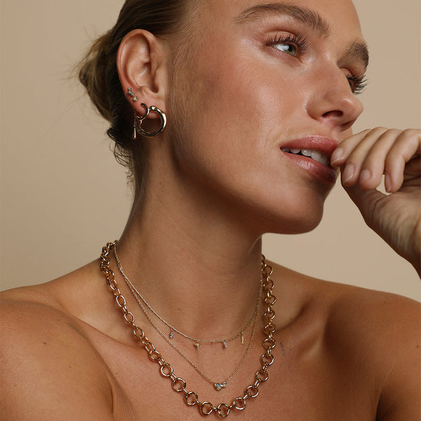 Astrid & Miyu Opal Climber Studs In Gold