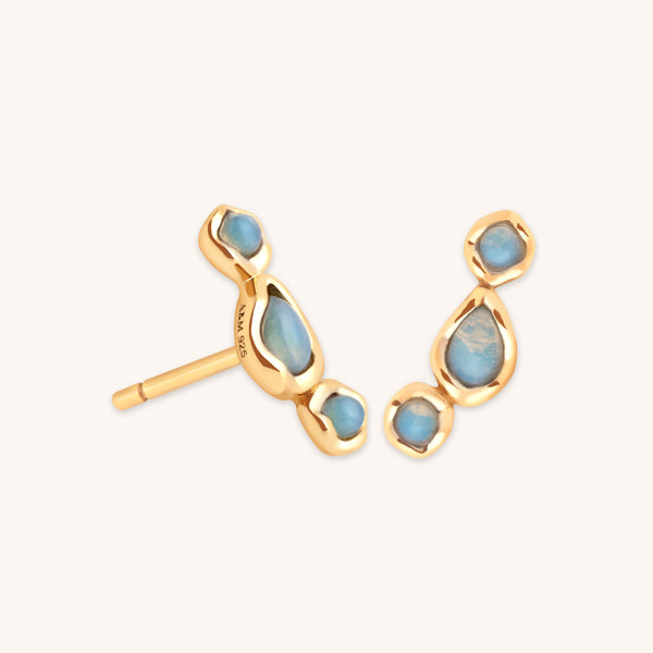 astrid & miyu Opal Climber Studs in Gold