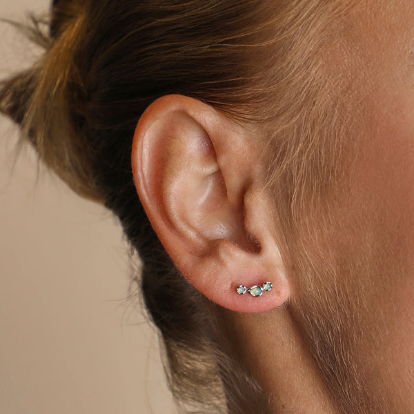 Astrid & Miyu Opal Climber Studs In Silver