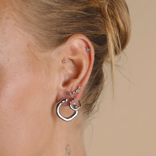 Astrid & Miyu Opal Climber Studs In Silver