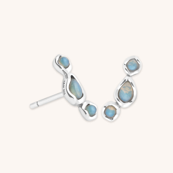 astrid & miyu Opal Climber Studs in Silver