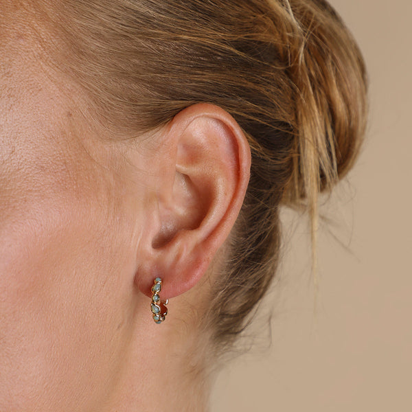 Astrid & Miyu Opal Pear Bezel Hoops In Gold