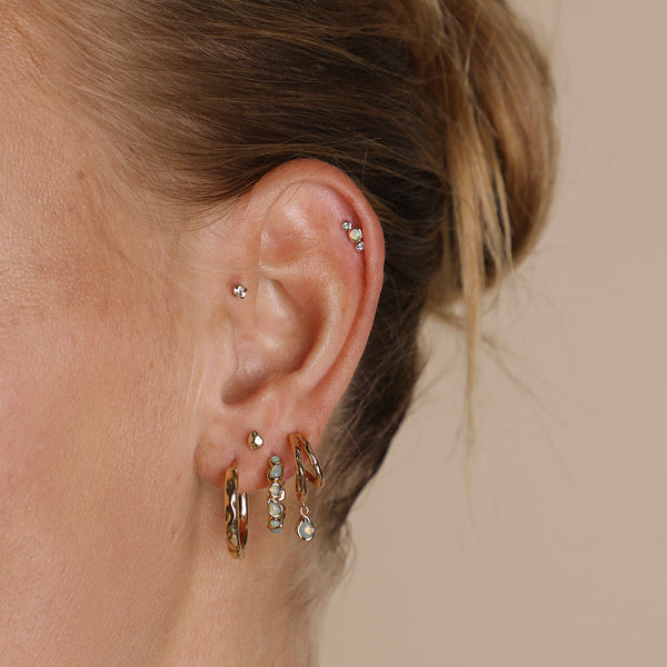 Astrid & Miyu Opal Pear Bezel Hoops In Gold