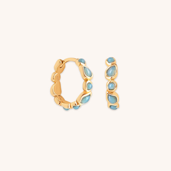 astrid & miyu Opal Pear Bezel Hoops in Gold