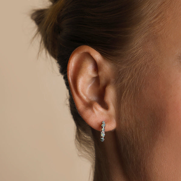 Astrid & Miyu Opal Pear Bezel Hoops In Silver