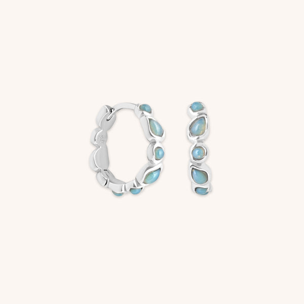 astrid & miyu Opal Pear Bezel Hoops in Silver
