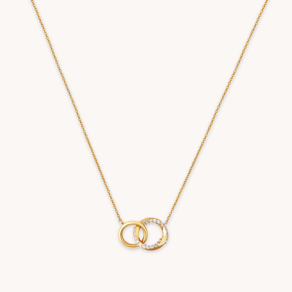 astrid & miyu Orbit Crystal Chain Necklace in Gold