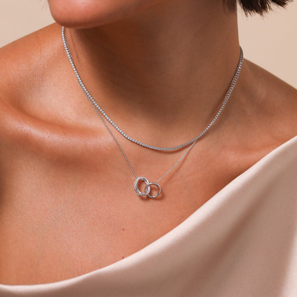 Astrid & Miyu Orbit Crystal Chain Necklace In Silver