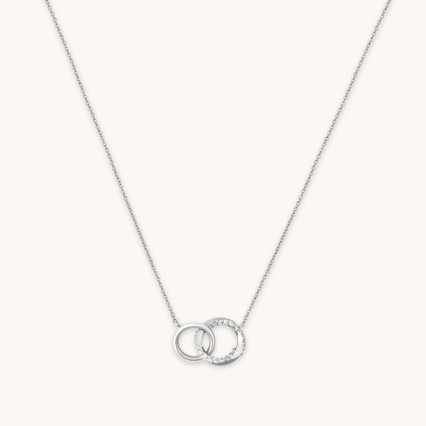 astrid & miyu Orbit Crystal Chain Necklace in Silver