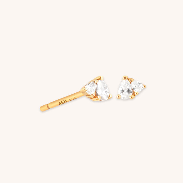 astrid & miyu Pear Cluster Stud Earrings in Gold