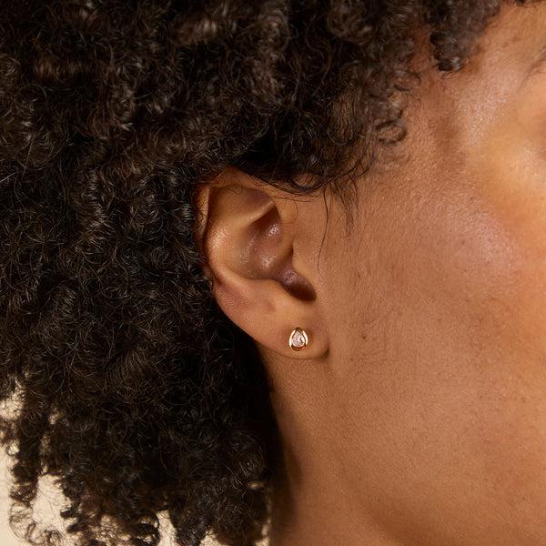 Astrid & Miyu Pear Crystal Bezel Studs In Gold