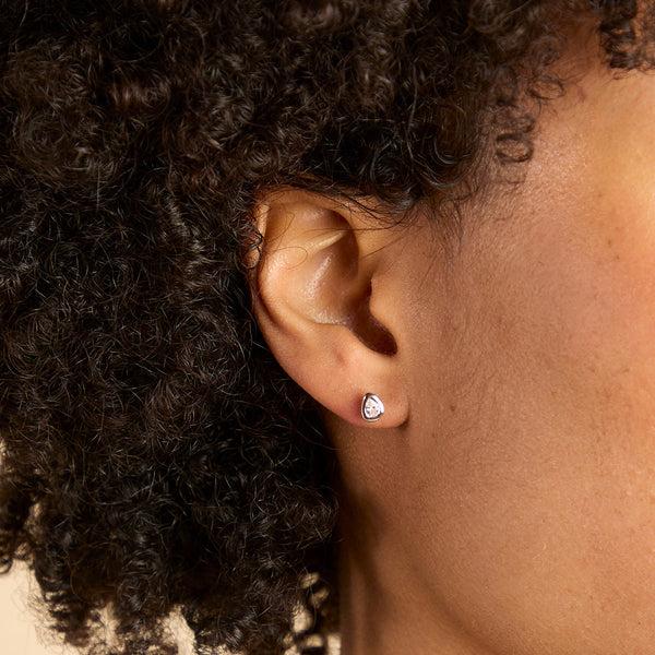 Astrid & Miyu Pear Crystal Bezel Studs In Silver