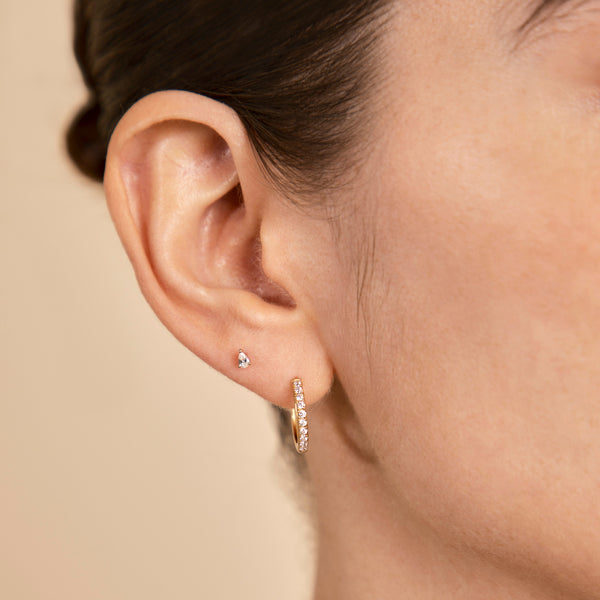 Astrid & Miyu Pear Crystal Stud Earrings In Gold