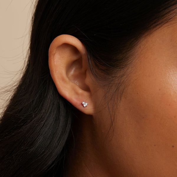 Astrid & Miyu Pearl & Crystal Studs In Silver