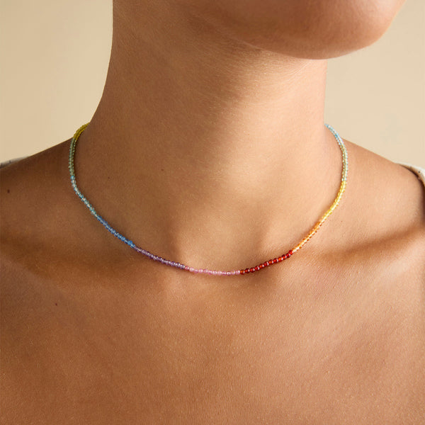 Astrid & Miyu Rainbow Gemstone Necklace In 9k Gold