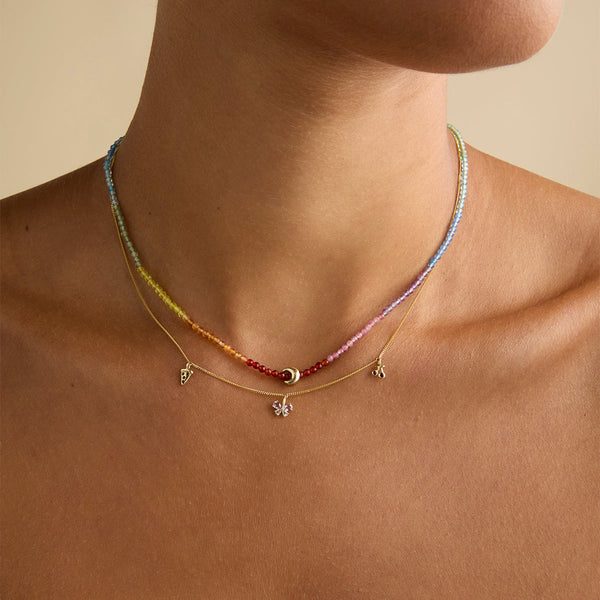 Astrid & Miyu Rainbow Gemstone Necklace In 9k Gold