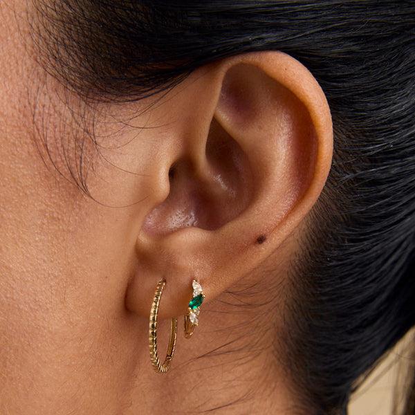 Astrid & Miyu Ridged Hoops In Solid Gold