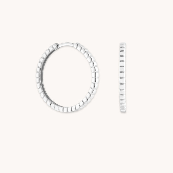 astrid & miyu Ridged Hoops in Solid White Gold
