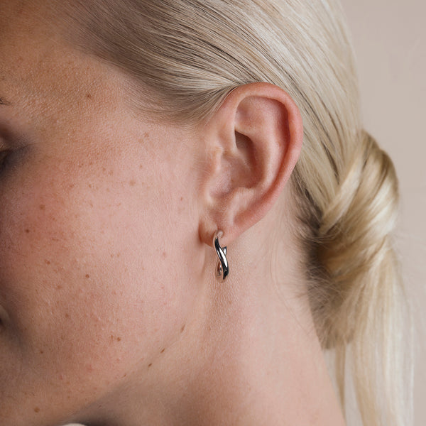 Astrid & Miyu Serenity Pearl Charm Hoops In Silver