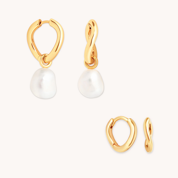 astrid & miyu Serenity Pearl Gift Set in Gold