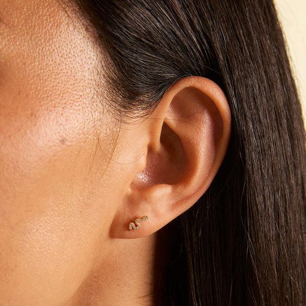 Astrid & Miyu Snake Crystal Studs In Gold